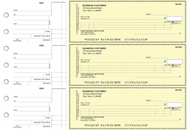 Yellow Safety Itemized Counter Signature Business Checks | BU3-YEL01-ICS