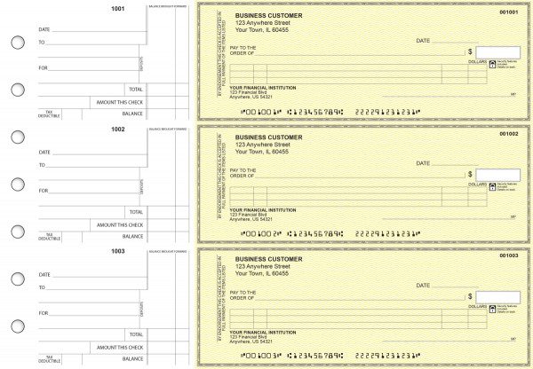 Yellow Safety Itemized Counter Signature Business Checks | BU3-YEL01-ICS