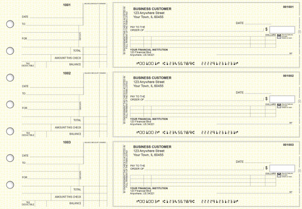 Yellow Knit Standard Itemized Counter Signature Business Checks | BU3-YEL02-ICS