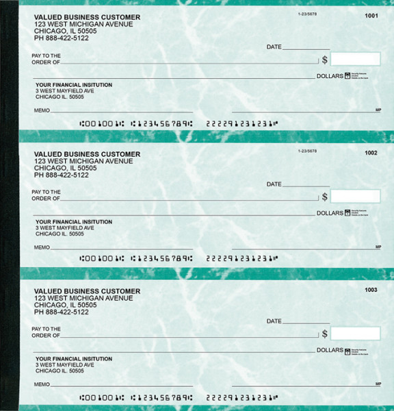 Teal Marble Executive Deskbook Checks | EDB-EM