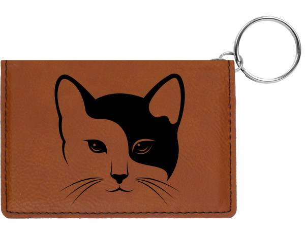 Yin Yang Kitty Engraved Leather Keychain Wallet | KLE-00004