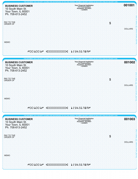 Teal Safety 3 Per Page Laser Checks | L3C-AS