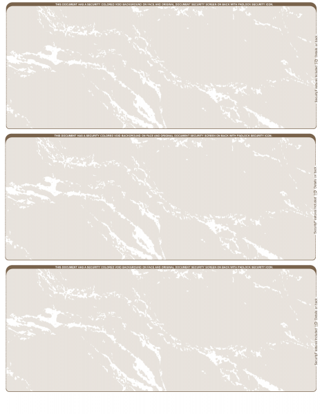 Tan Marble Blank 3 Per Page Laser Checks | L3C-BLA-TM