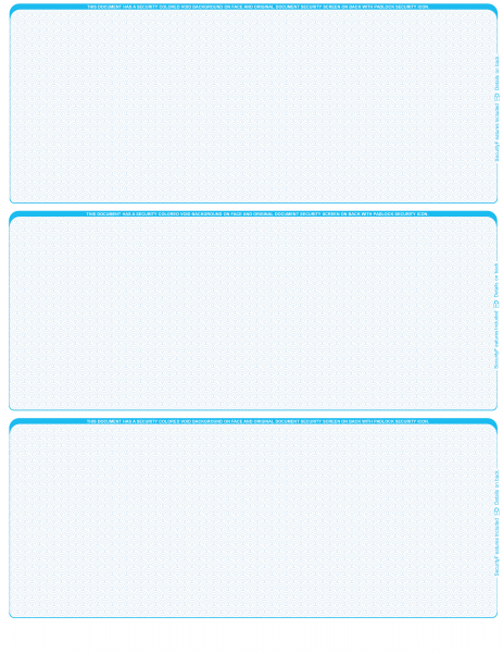 Teal Safety Blank 3 Per Page Laser Checks | L3C-BLA-TS