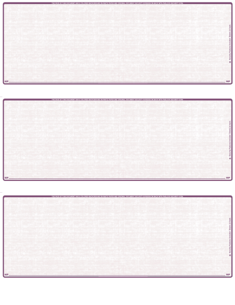 Violet Safety Blank 3 Per Page Laser Checks | L3C-BLA-VS