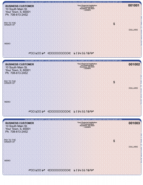 Blue Red 3 Per Page Laser Checks | L3C-BR