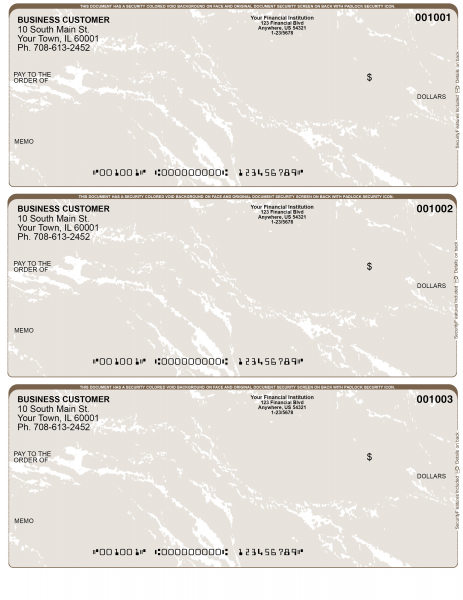 Tan Marble 3 Per Page Laser Checks | L3C-TM