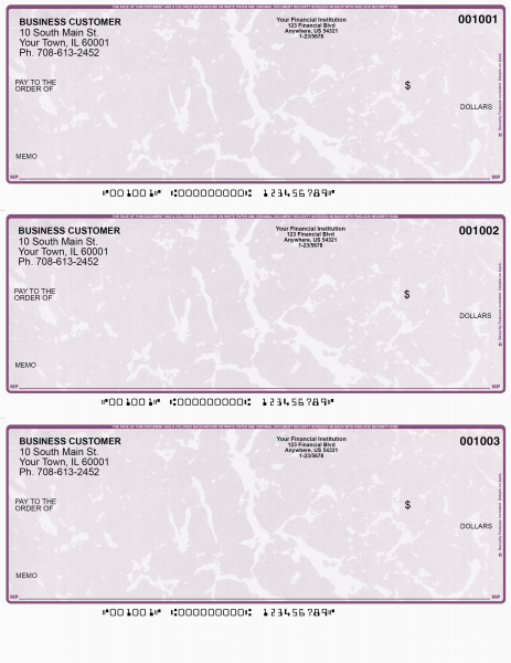 Violet Marble 3 Per Page Laser Checks | L3C-VM