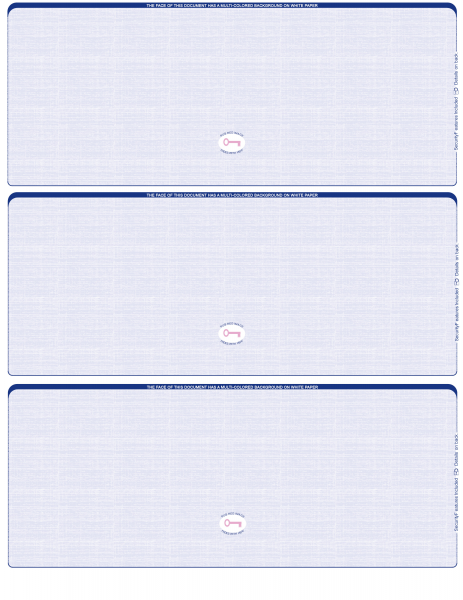 Blue Safety Blank High Security 3 Per Page Laser Checks | L3CHS-BLA-BS