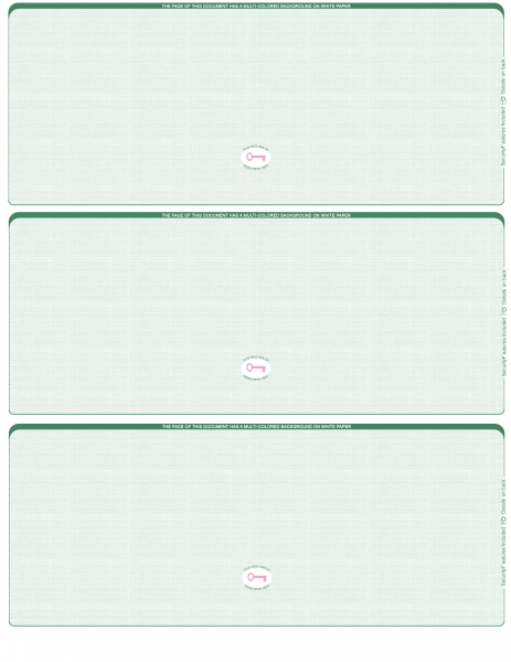 Green Safety Blank High Security 3 Per Page Laser Checks | L3CHS-BLA-GS