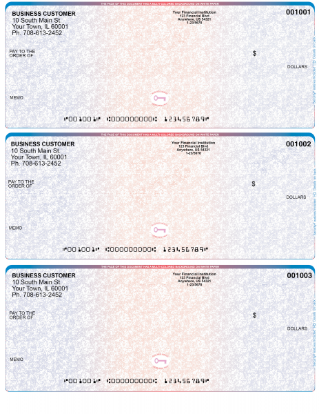 Blue Red High Security 3 Per Page Laser Checks | L3CHS-BR