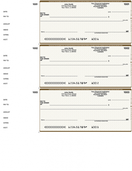 Tan Safety 3 Per Page Wallet Checks | L3P-TS