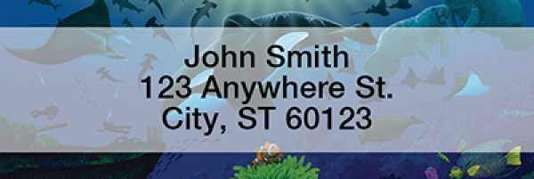 Whales and Lighthouse Narrow Address Labels by David Dunleavy | LRDUN-03