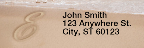 Sand Written Monogram 'E' Narrow Address Labels | LRRMONO-07E