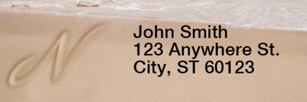 Sand Written Monogram 'N' Narrow Address Labels | LRRMONO-07N