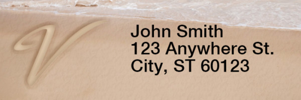 Sand Written Monogram 'V' Narrow Address Labels | LRRMONO-07V