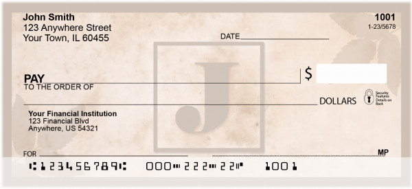 Simplistic Monogram 'J' Personal Checks | MONO-01J