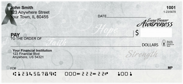 Lung Cancer Awareness Ribbon Personal Checks | RIB-19