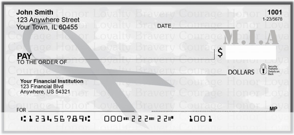 MIA Remembrance Ribbon Personal Checks | RIB-21