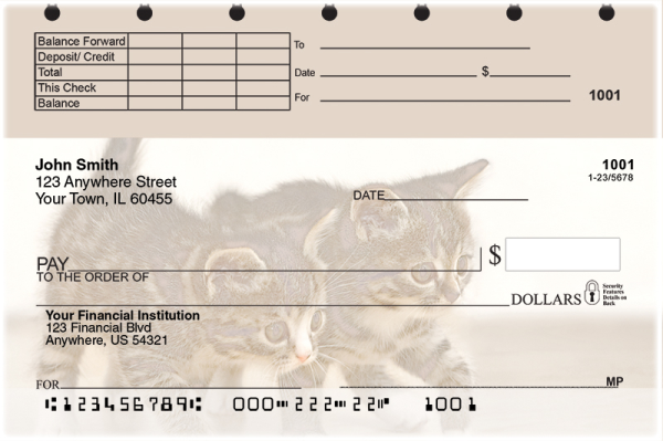 Cute Kittens Top Stub Personal Checks | TSANI-06R