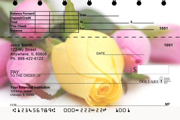 Spring Rose Bouquet Top Stub Personal Checks | TSFLO-41