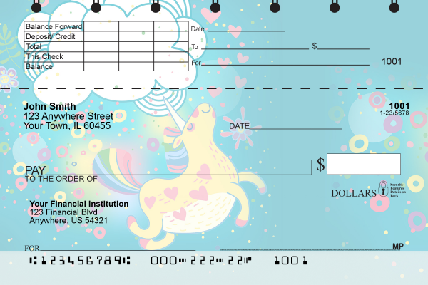 Cartoon Unicorns Top Stub Checks | TSFUN-98