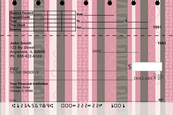 Modern Stripes Top Stub Personal Checks | TSGEO-13