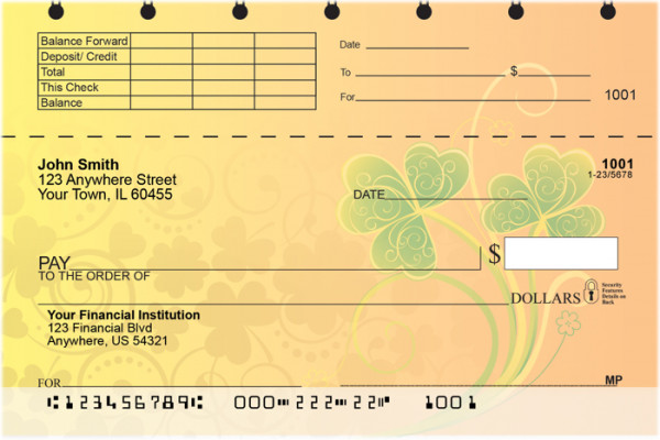 Shamrock Shuffle Top Stub Personal Checks | TSTVL-18