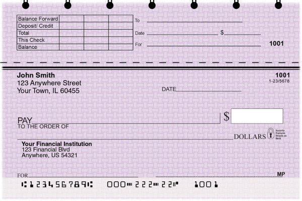 Purple Safety Top Stub Personal Checks | TSVAL-27